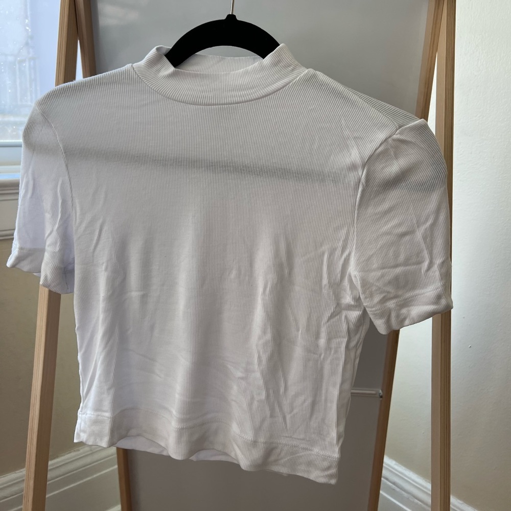 Babaton White Mock Neck Shirt